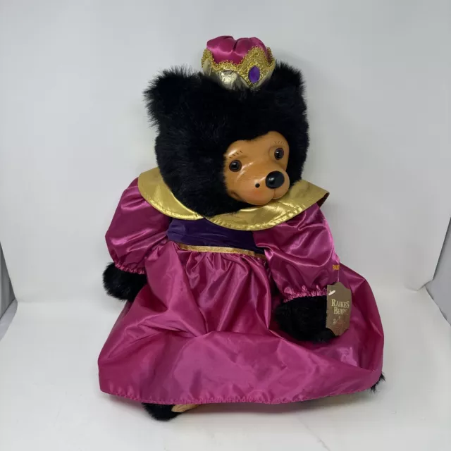 Vintage Raikes Bears Wooden Face Queen Elizabeth Collectible Bear Used