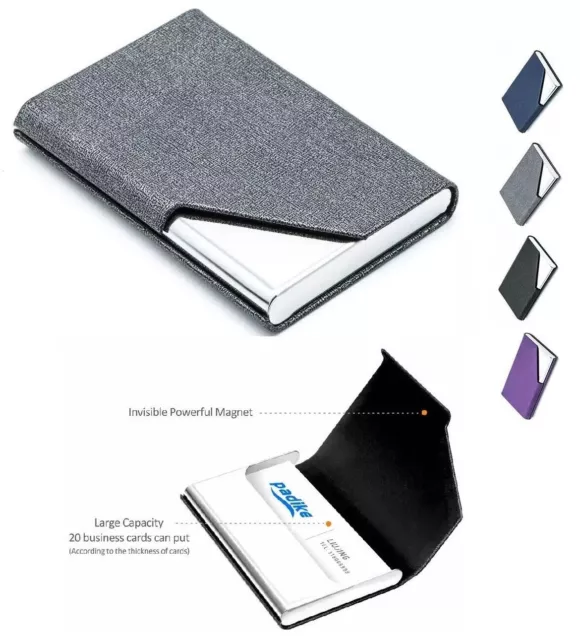 Business Name Card Holder Luxury PU Leather & Stainless Steel Multi Card Case