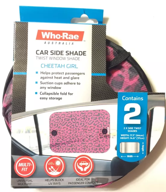 Car Shades Side Window Pink Cheetah Sun Protection Toddlers Baby USA Seller
