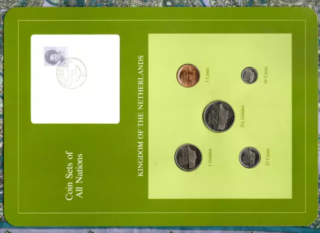 Coin Sets of All Nations Netherlands w/card UNC 1983-1984 2.5,1 Gulden 1983