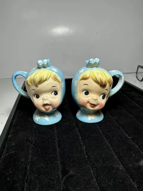 Vintage Napco Miss Cutie Pie Salt & Pepper Shakers #43510/BL