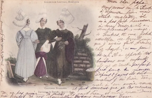 CPA 27 COSTUMES NORMANDS : EURE - Environs de BERNAY, 1830 à 1840. Ecrite 1901
