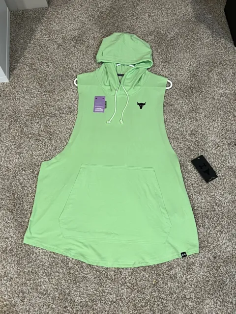 Mens XXL Project Rock Under Armour Show Your Work Sleeveless Hooded Tee NWT $45