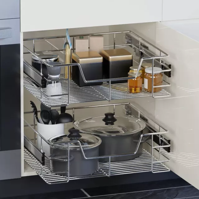 Pull Out Wire Baskets Storage Kitchen Cabinet Chrome Soft Close 300 400 500 600