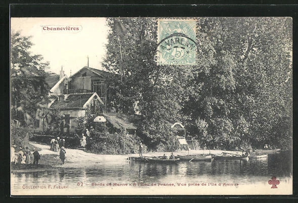 CPA Chennevieres, Bords de Marne, a l´Eau de France, vue prise de l´Ile d´Amour