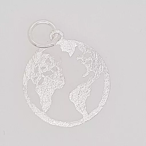 Erde Weltkarte Globus Anhänger 925er Silber Symbol Schmuck NEU