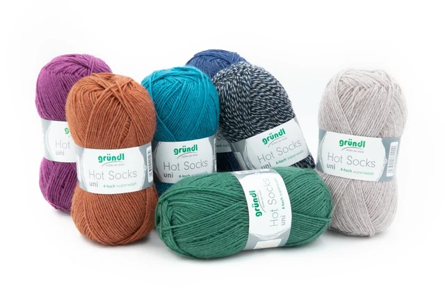 Gründl WolleHot Socks uni 50 Sockenwolle 4 fach stricken Handarbeit Farbauswahl