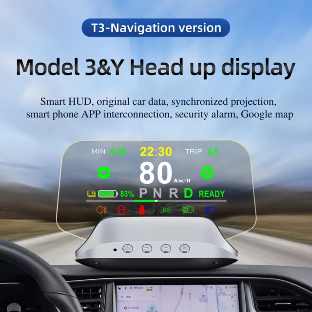 Voiture HUD Head Up Display Dashboard OBD appareil de navigation pour Tesla T3