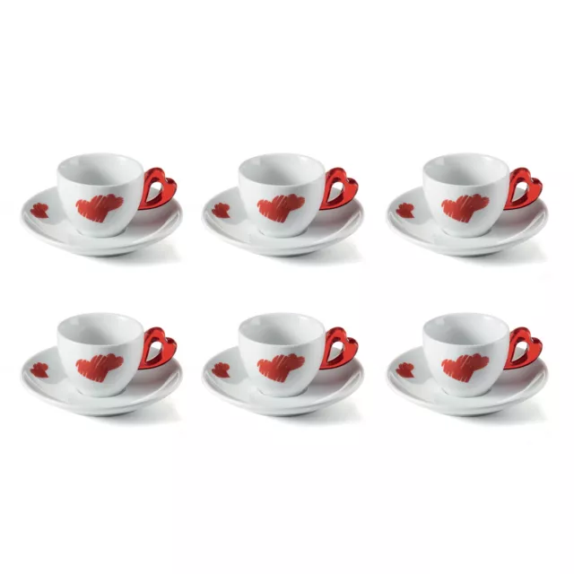 Set 6 Tazzine Caffè Con Piattino Guzzini Love Rosso 11410165