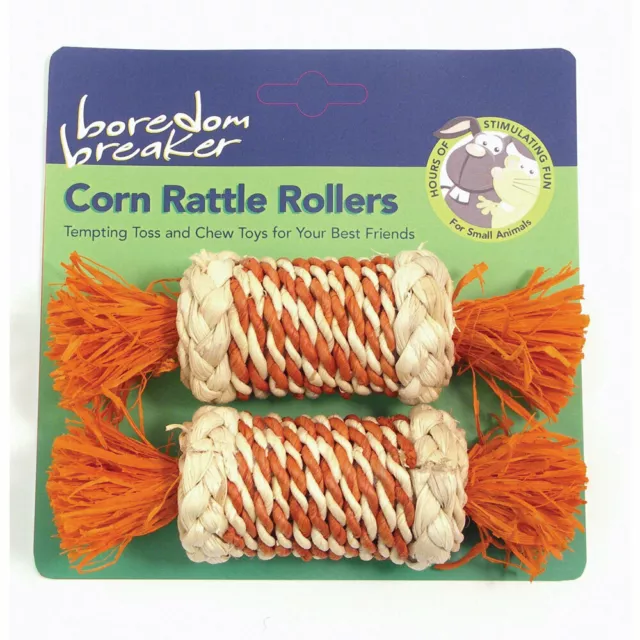 Boredom Breaker Corn Rattle Roller 2 Pk Rabbit Guinea Pig Chew Hutch Toy