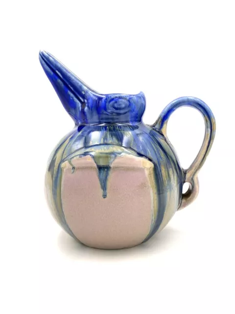 G. METENIER Pichet grès flammé Oiseau Art Déco Ceramic pitcher bird Vogel Krug