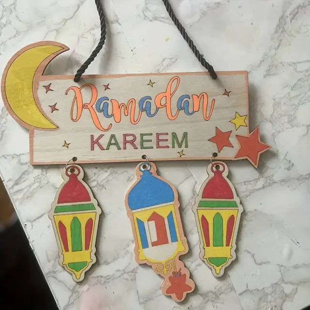 Eid Mubarak Ramadan Wall Hanging Kareem Moon Star Pendant Muslim Party Decor UK