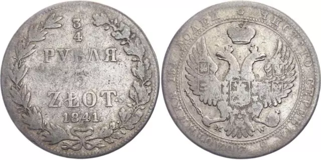 Russland für Polen 3/4 Rubel/5 Zlotych 1841 MW (Warschau) Nikolaus I., 1825-1855