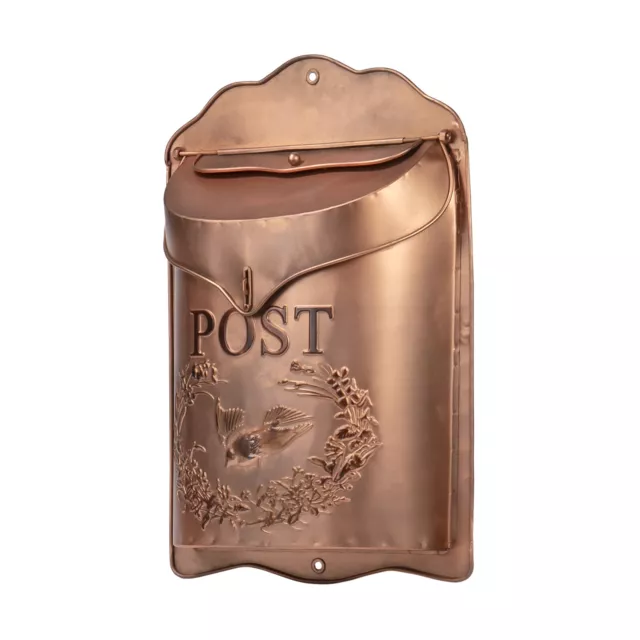 11 x 16” Aged Copper Decorative Vintage Post Embossed Metal Wall-Mounted Mailbox