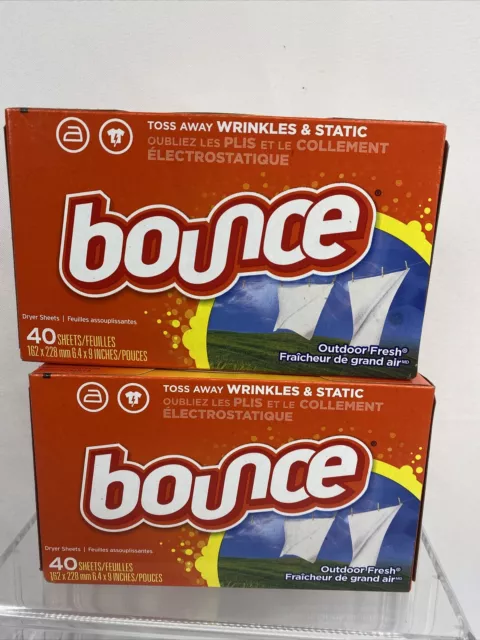 (2) Bounce Fabric Softener Dryer Sheets Outdoor Fresh 40ct COMBINE SHIPPING!