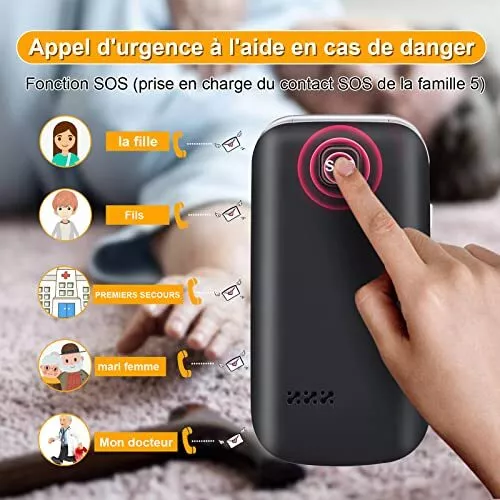 Téléphone Portable pour Seniors Débloqué Téléphone Clapet avec Grand Touche, écr 3