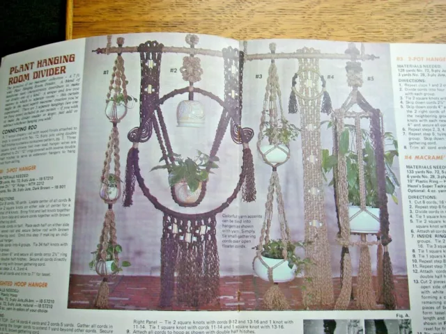 Macrame Curtains, Room Dividers, Hangers, Xmas Tree + More  Pattern  Book 1975