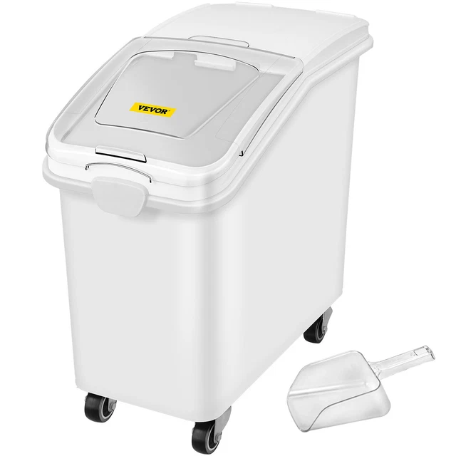 Ingredient Bin with Casters 27 Gallon Food Container Food Storage with Scoop
