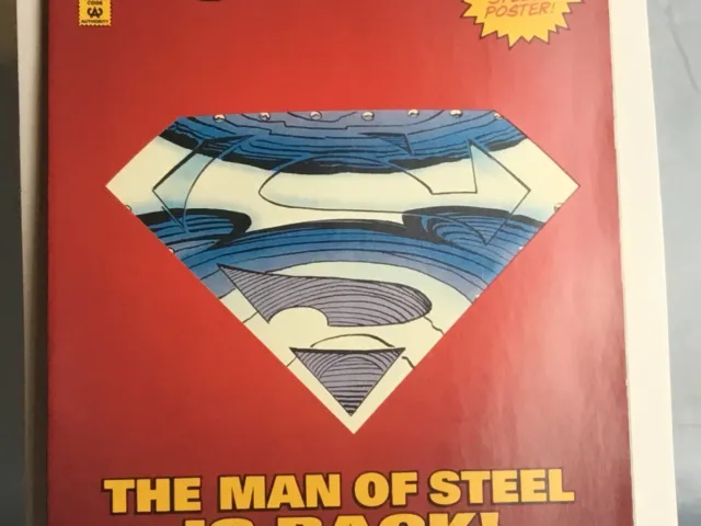 1993 DC Comics SUPERMAN THE MAN OF STEEL #22 Red Die Cut Cover & Bonus Poster 6
