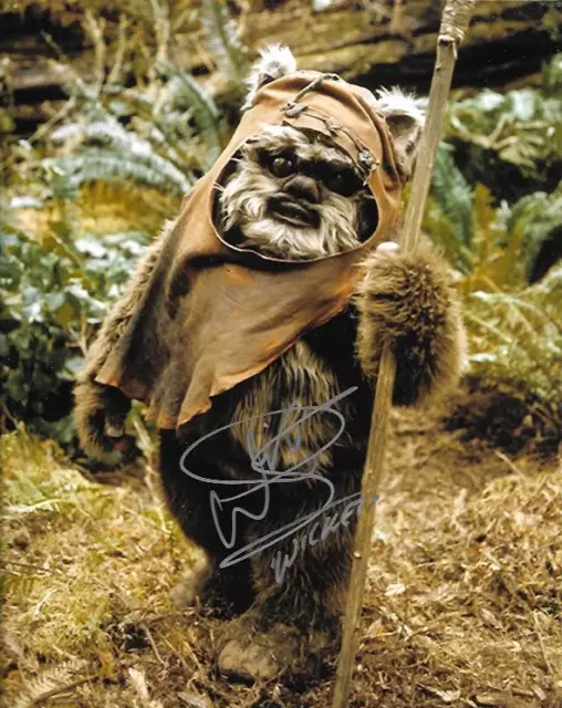 Warwick Davis GENUINE- Signed Star Wars Wicket 11x14