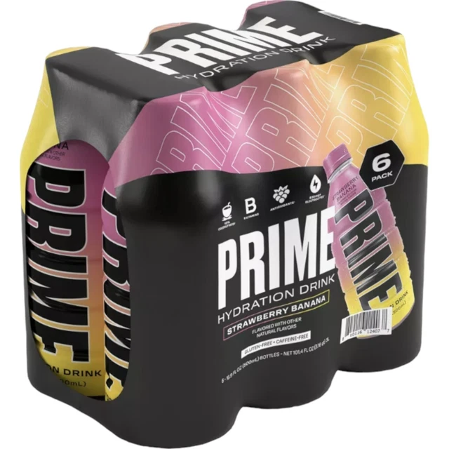 PRIM HYDRATION STRAWBERRY Banana Drink 16.9oz Bottles Pack of 6 Yellow ...