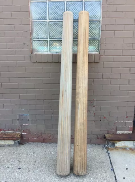Antique Two Large Oak Fluted Porch Columns 65" Tall LOCAL PICK-UP CHICAGO