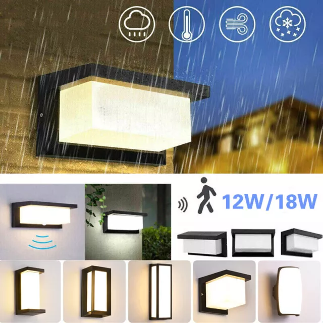 LED Außenleuchte mit Bewegungsmelder Wandleuchte Anthrazit Sensor Lampe 12W 18W