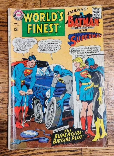 DC/Worlds Finest Comics-Batman-Superman-Batgirl-Supergirl-Sept 1967-No 169