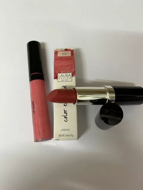 Laura Geller Lip Duo- Pink Mink Lipstick + Pink Lemonade Lip Gloss - New