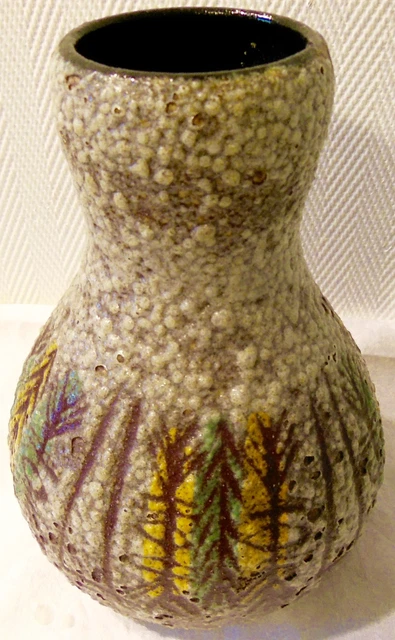 VASE en céramique de ACCOLAY , décor ABSTRAIT PRIMITIF -B1