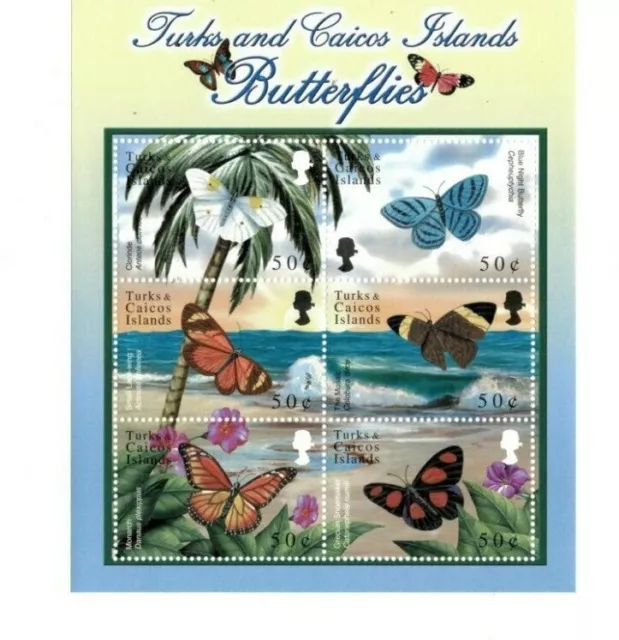 Turks and Caicos - 2000 - Butterflies - Sheet of Six - MNH