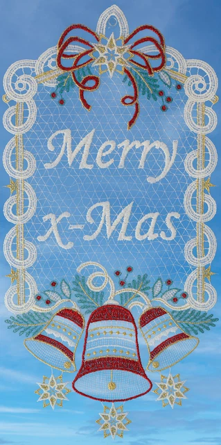 Fensterbild Weihnachten Plauener Spitze Merry X-Mas Weihnachtsdeko Fensterdeko