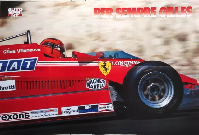 GILLES VILLENEUVE Ferrari 126 C2 1982 Poster Autosprint 4 anni dopo cm 80,5x54,5