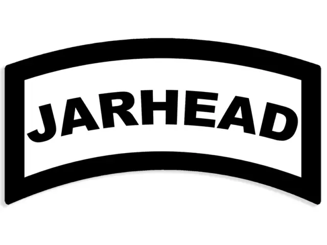 2x5 inch Black & White Jarhead Tab Shaped Sticker (marine military usmc)