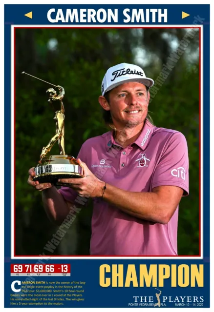 CAMERON SMITH WINS PLAYERS CHAMPIONSHIP 13”x19” COMMEMORATIVE POSTER