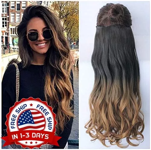 Extensiones de pelo natural de 25" media cabeza para mujer extensiones de pelo