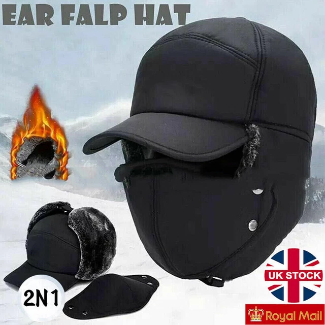 Mens Winter Earflap Warm Hat Russian Face Mask Ski Cap Outdoor Aviator Trapper Q