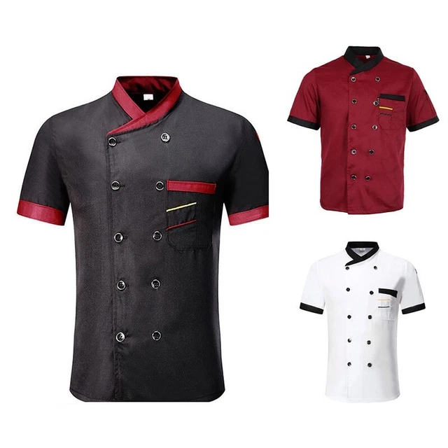 Chef Kitchen Restaurant Uniform Food Service Short Sleeve Hotel Jacket Coat Tops