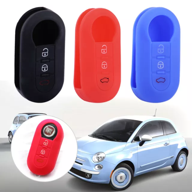 3-Button Flip Remote Key Cover Fob Shell Silicone Case pour Fiat 500 rt