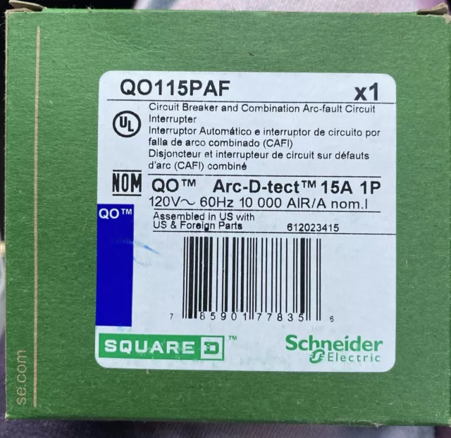 Square D QO115PAF Circuit Breaker Schneider Electric.  New In Box