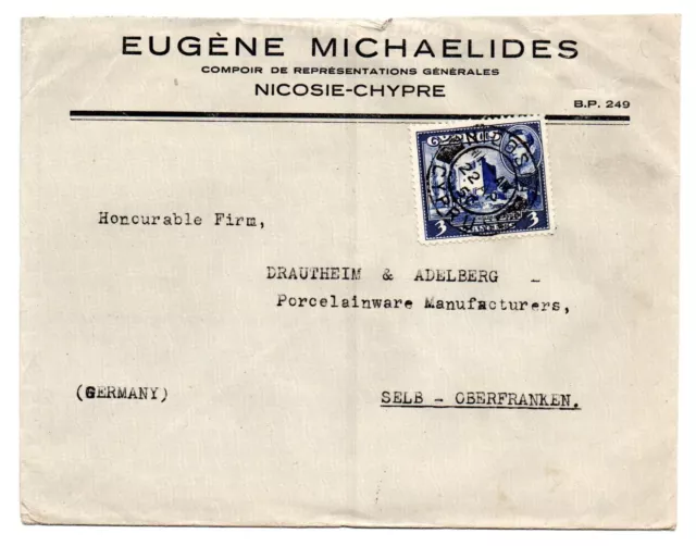 Großer Firmenbrief Eugene Michaelides Nicosie Nikosia Zypern 1950 nach Selb gel.