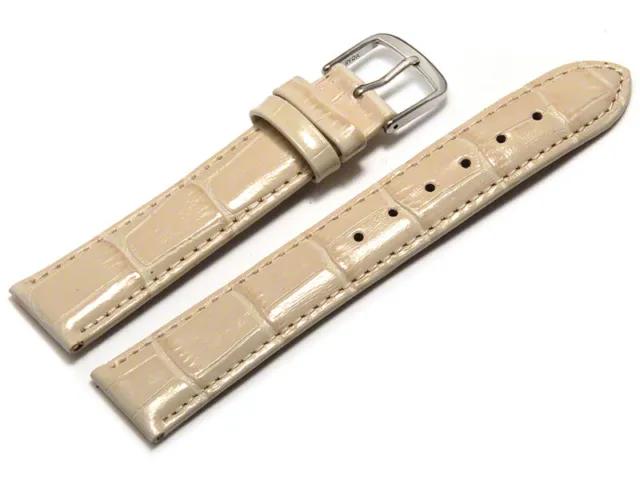 Uhrenarmband - echt Leder - Kroko Prägung - creme - 12,14,16,18,20,22 mm