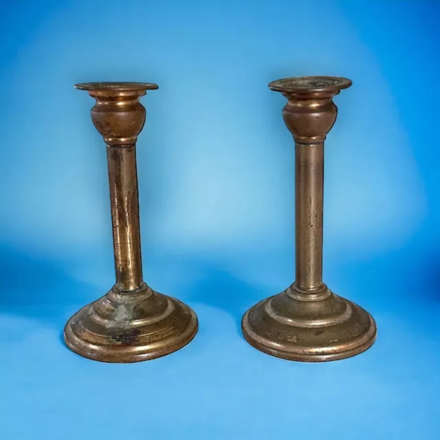 Miniature Candlesticks French Brass Pair Dollhouse One As Is