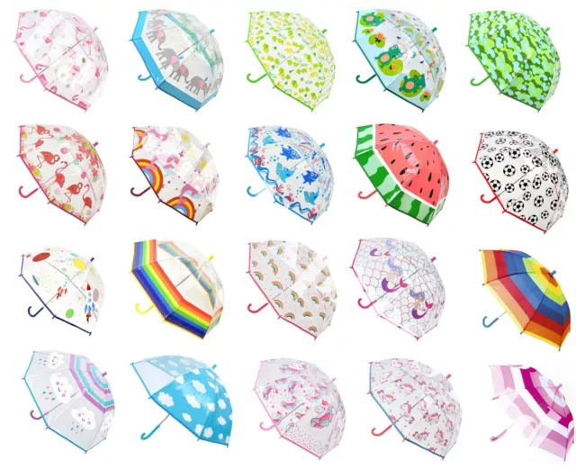 Childrens 3D Dome Clear Rainbow Unicorn Rain Umbrella Perfect for Kids Boys Girl