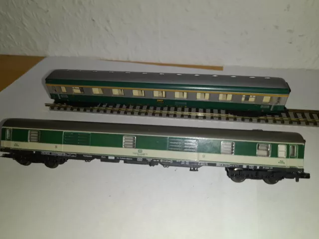 2 Fleischmann N Personenwagen Gepäckwagen SNCF DB Piccolo