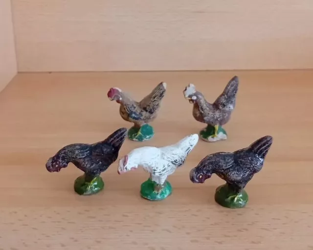 Masse Tiere Hühner Huhn Hahn Bauernhof  DDR Spielzeug Elastolin Lineol Vintage