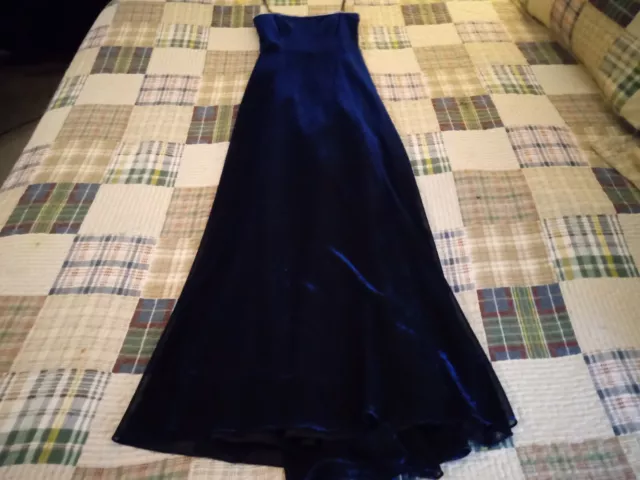 Betsy and Adam Long Black and Blue Glitter Plus Button Ornament Evening Gown  4