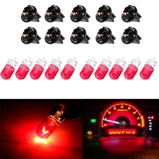 10X T10 Halogens Bulb Instrument Gauge Cluster Panel Light w/ Lock Socket Amber