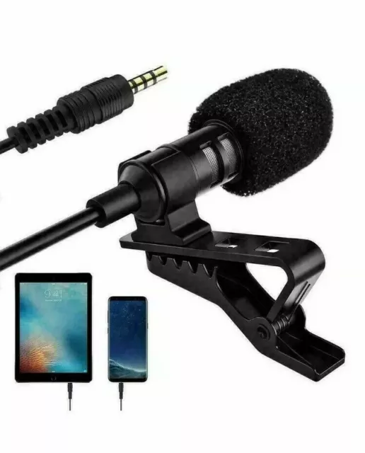 Pro Lavalier Lapel Microphone Clip-on Condenser W/ Mic For iPhone /Android Phone 2