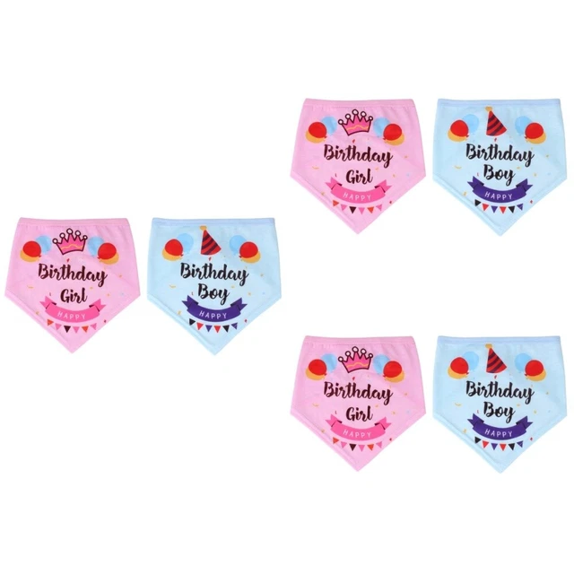 6 piezas cuello de cumpleaños mascota BIB perro creativo cuello salival adorable